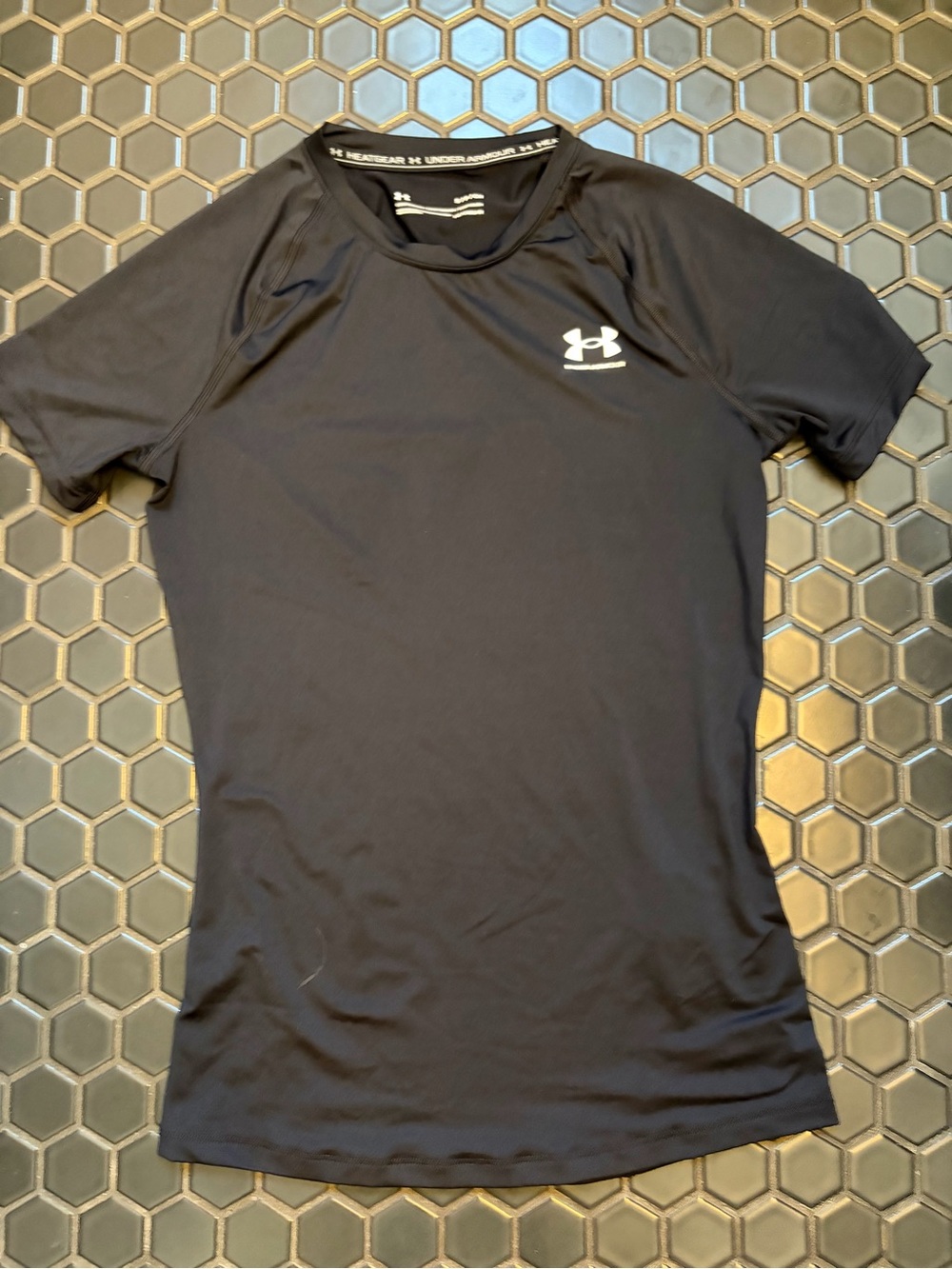 Under Armour Black Short-Sleeve Athletic Tee with White Logo